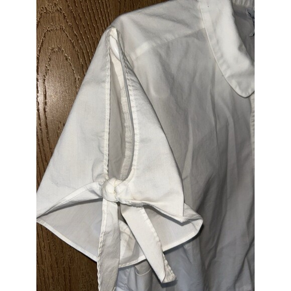 Women's peplum XXL White Button-Up Short Sleeve peek a boo shoulder ELLE - Picture 6 of 10